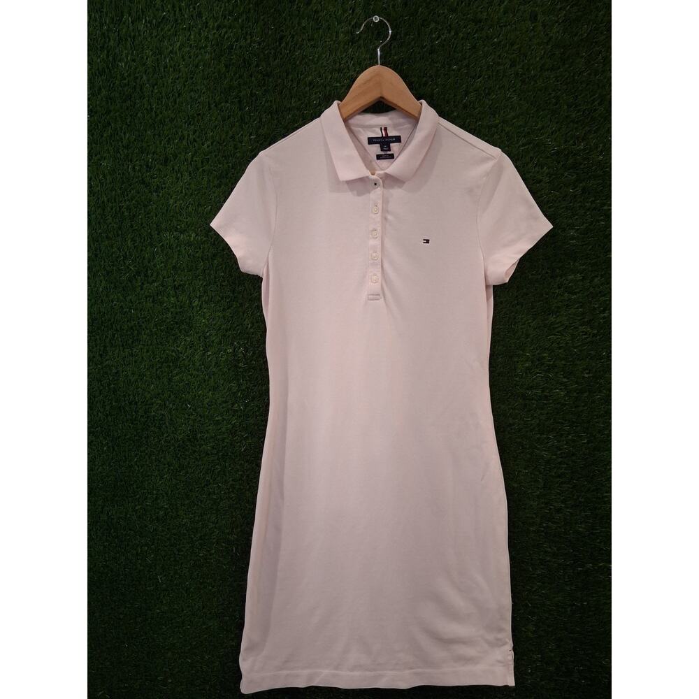 Tommy Hilfiger Pink Polo Dress Women’s Slim Fit Stretch Pique Cotton Sz S/M...